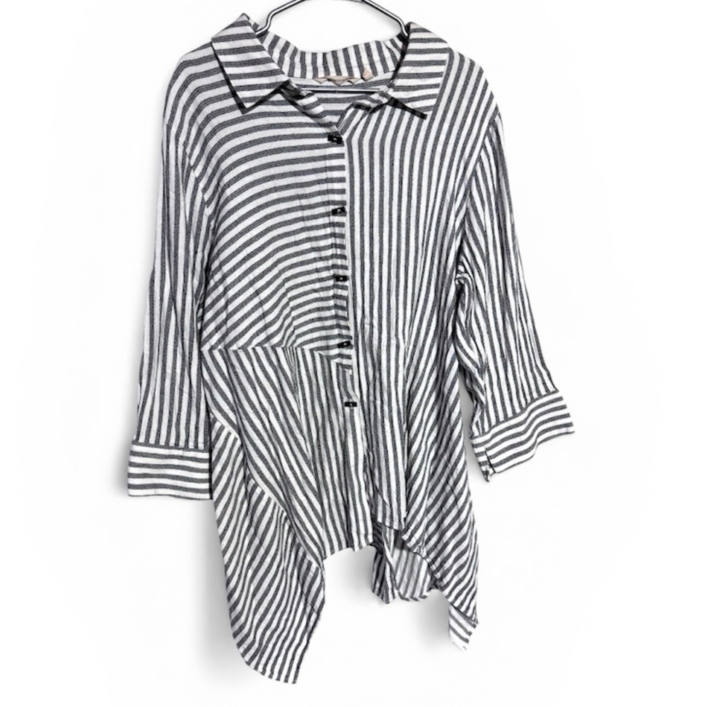 Soft Surroundings Lagenlook Striped Standout Tunic black and white Size 2X
